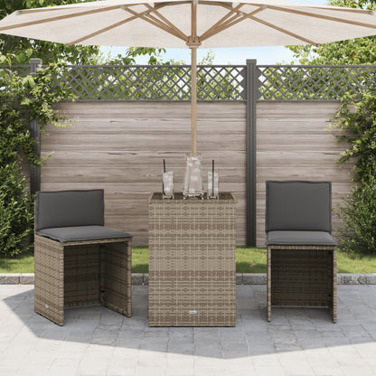 Set da Bistrò 3 pz con Cuscini Beige in Polyrattan