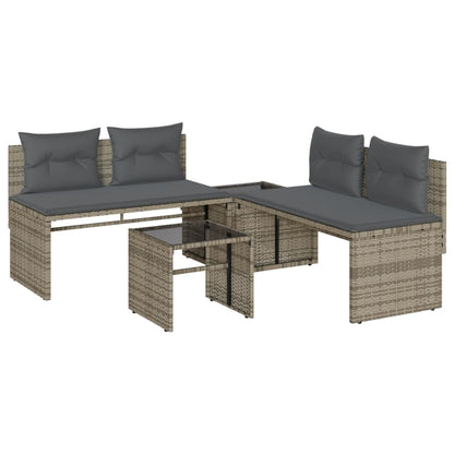 Set Divani da Giardino 4 pz con Cuscini in Polyrattan Grigio | homemem39