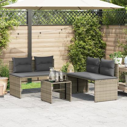 Set Divani da Giardino 4 pz con Cuscini in Polyrattan Grigio | homemem39