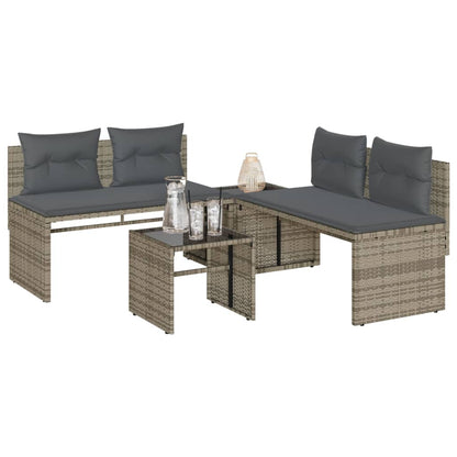 Set Divani da Giardino 4 pz con Cuscini in Polyrattan Grigio | homemem39