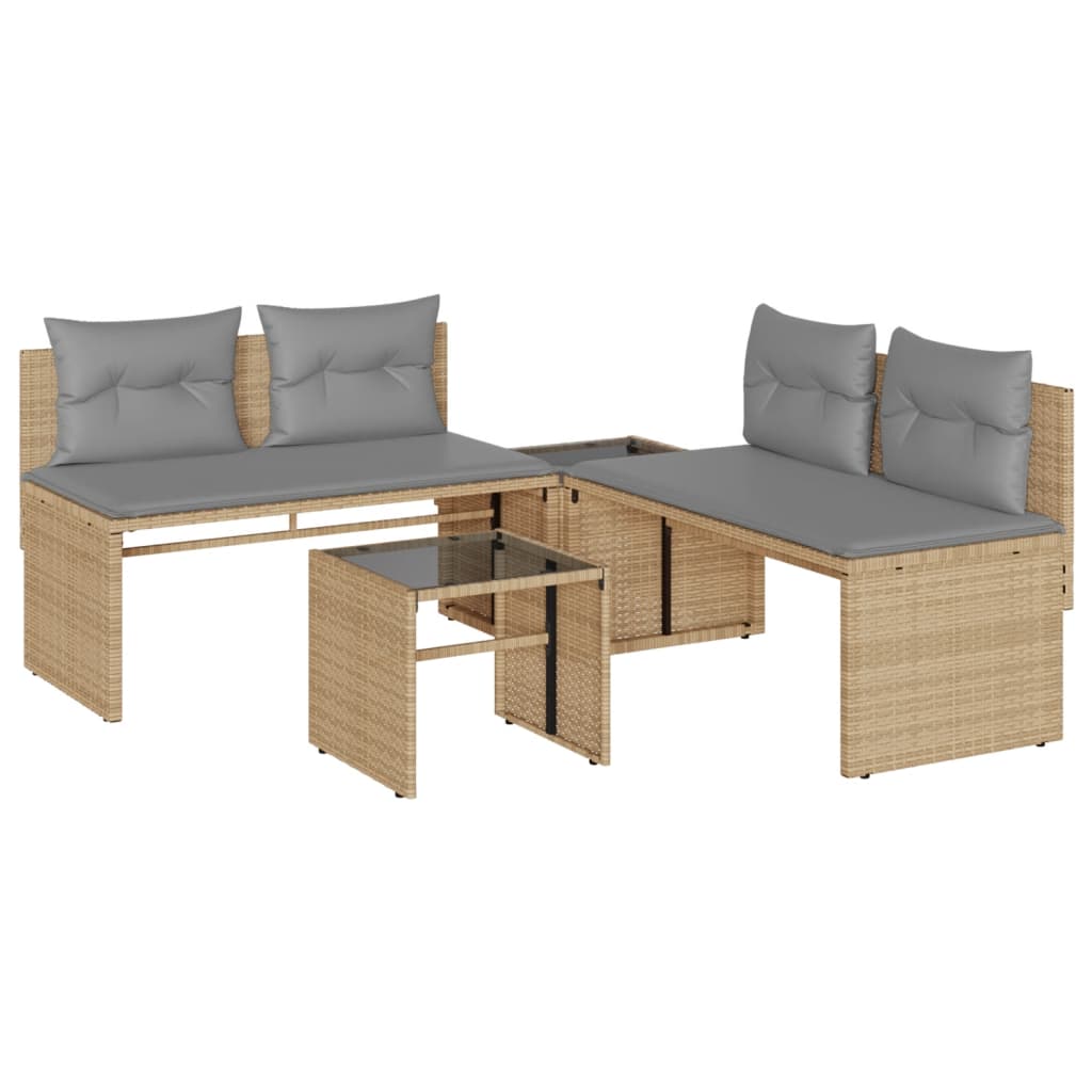 Set Divano da Giardino 4 pz con Cuscini Beige in Polyrattan | homemem39