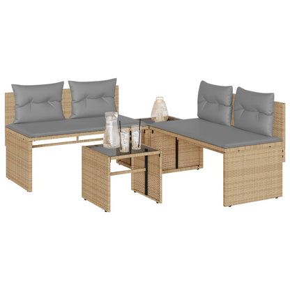 Set Divano da Giardino 4 pz con Cuscini Beige in Polyrattan | homemem39