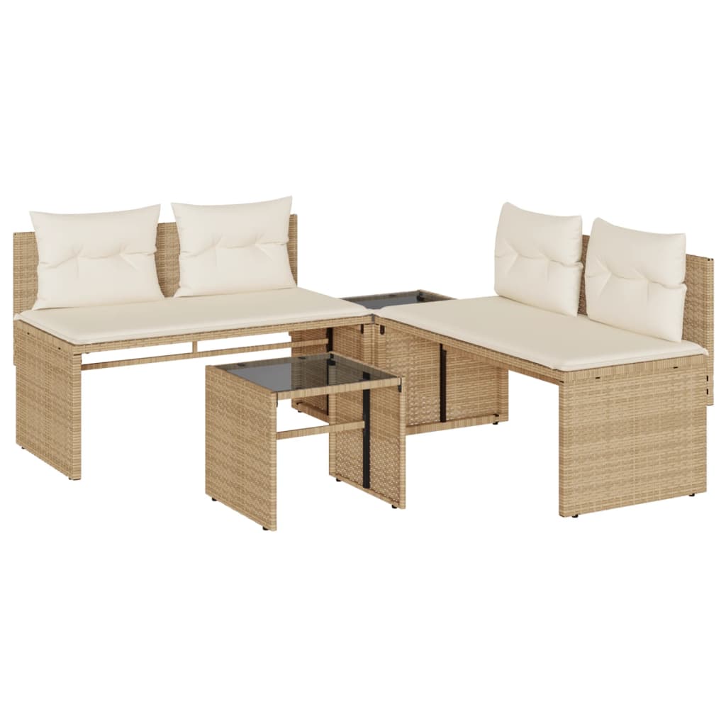 Set Divano da Giardino 4 pz con Cuscini Beige in Polyrattan | homemem39