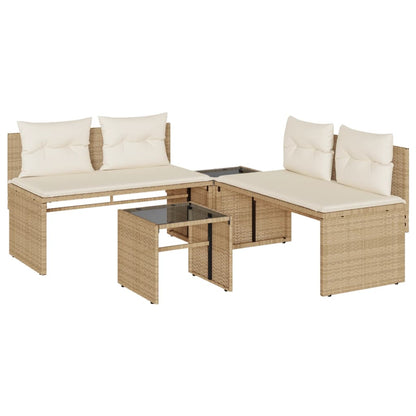 Set Divano da Giardino 4 pz con Cuscini Beige in Polyrattan | homemem39