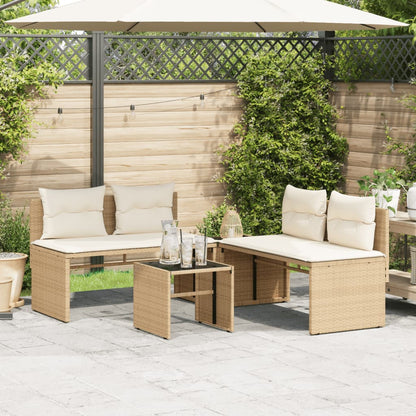 Set Divano da Giardino 4 pz con Cuscini Beige in Polyrattan | homemem39