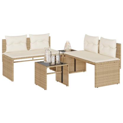 Set Divano da Giardino 4 pz con Cuscini Beige in Polyrattan | homemem39
