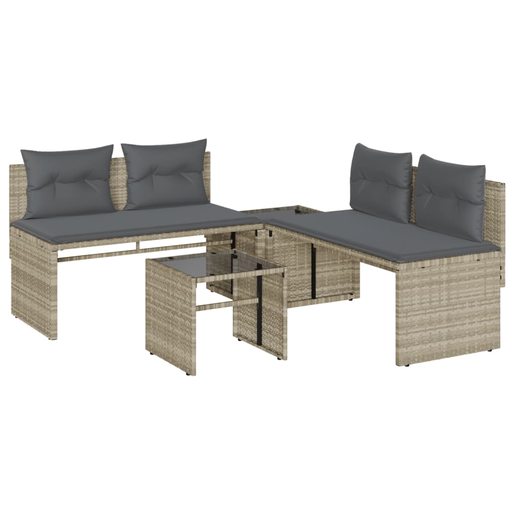 Set Divano da Giardino 4pz con Cuscini Grigio Chiaro Polyrattan | homemem39