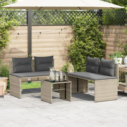 Set Divano da Giardino 4pz con Cuscini Grigio Chiaro Polyrattan | homemem39