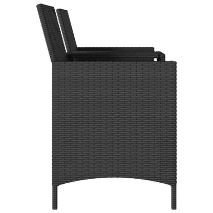 Divano da Giardino a 2 Posti Tavolo Cuscini Nero in Polyrattan | homemem39
