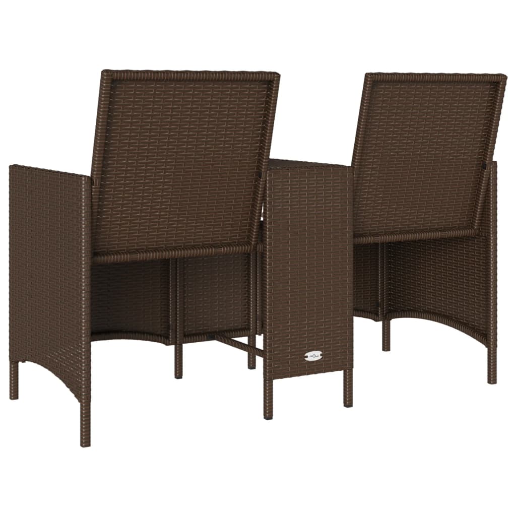 Divano a 2 Posti con Tavolo e Cuscini Marrone in Polyrattan | homemem39