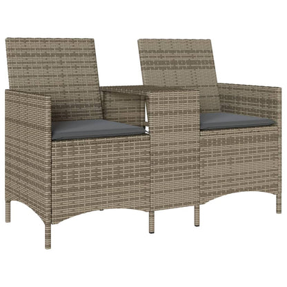 Divano Giardino 2 Posti con Tavolo e Cuscini Grigio Polyrattan | homemem39