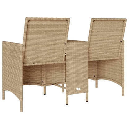 Divano Giardino 2 Posti con Tavolo e Cuscini Beige Polyrattan | homemem39
