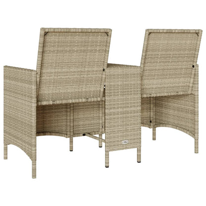 Divano 2 Posti con Tavolo e Cuscini Grigio Chiaro Polyrattan | homemem39