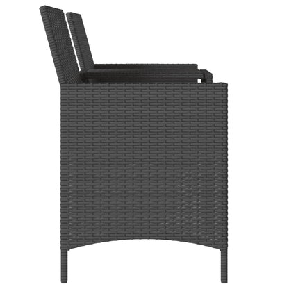 Divano Giardino 2 Posti con Tavolo e Sgabelli Nero Polyrattan | homemem39