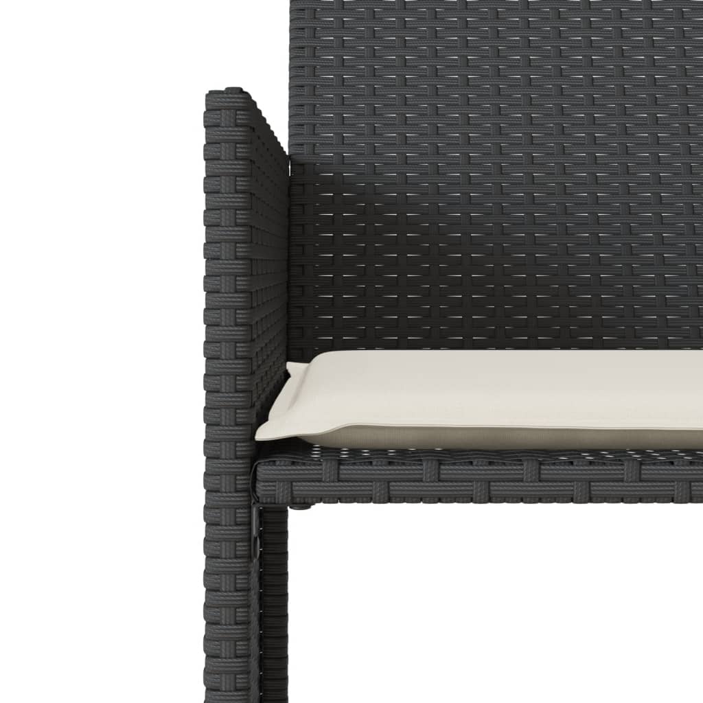 Divano Giardino 2 Posti con Tavolo e Sgabelli Nero Polyrattan | homemem39