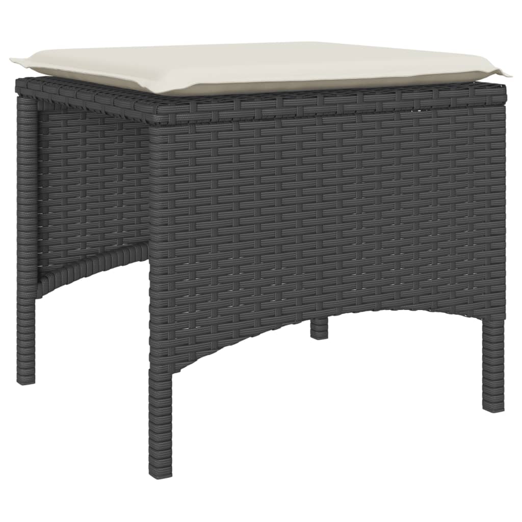 Divano Giardino 2 Posti con Tavolo e Sgabelli Nero Polyrattan | homemem39