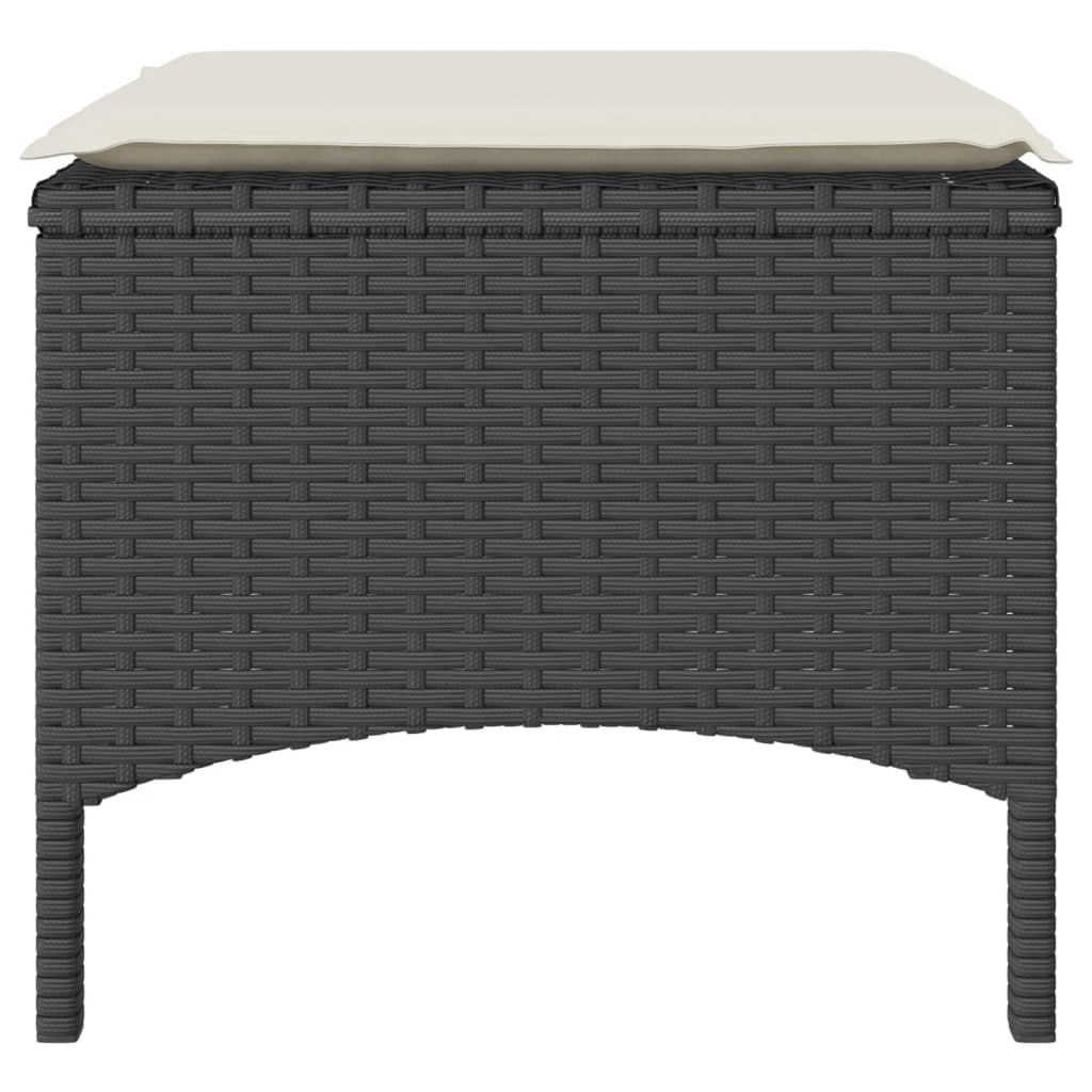 Divano Giardino 2 Posti con Tavolo e Sgabelli Nero Polyrattan | homemem39