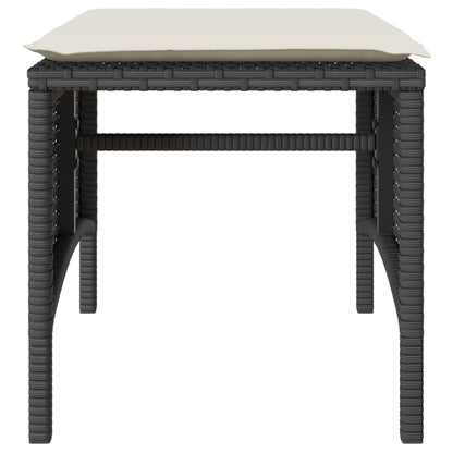Divano Giardino 2 Posti con Tavolo e Sgabelli Nero Polyrattan | homemem39