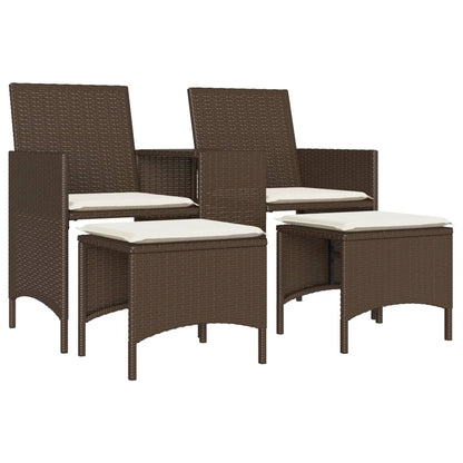 Divano Giardino 2Posti con Tavolo e Sgabelli Marrone Polyrattan | homemem39
