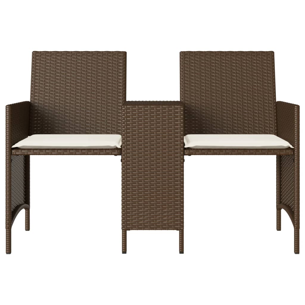 Divano Giardino 2Posti con Tavolo e Sgabelli Marrone Polyrattan | homemem39