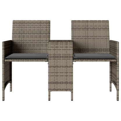 Divano Giardino 2 Posti con Tavolo e Sgabelli Grigio Polyrattan | homemem39