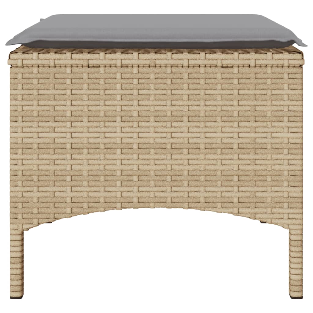 Divano Giardino 2 Posti con Tavolo e Sgabelli Beige Polyrattan