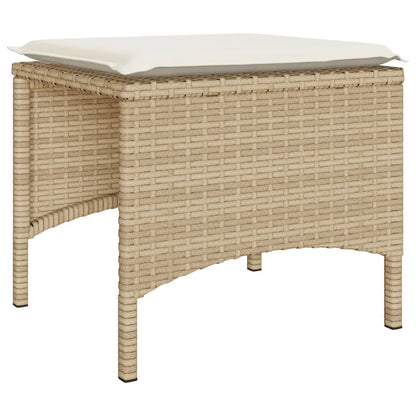 Divano Giardino 2 Posti con Tavolo e Sgabelli Beige Polyrattan | homemem39