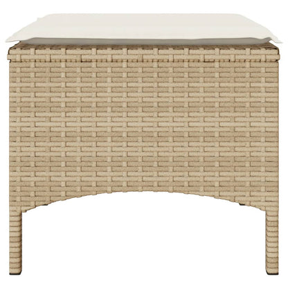 Divano Giardino 2 Posti con Tavolo e Sgabelli Beige Polyrattan | homemem39