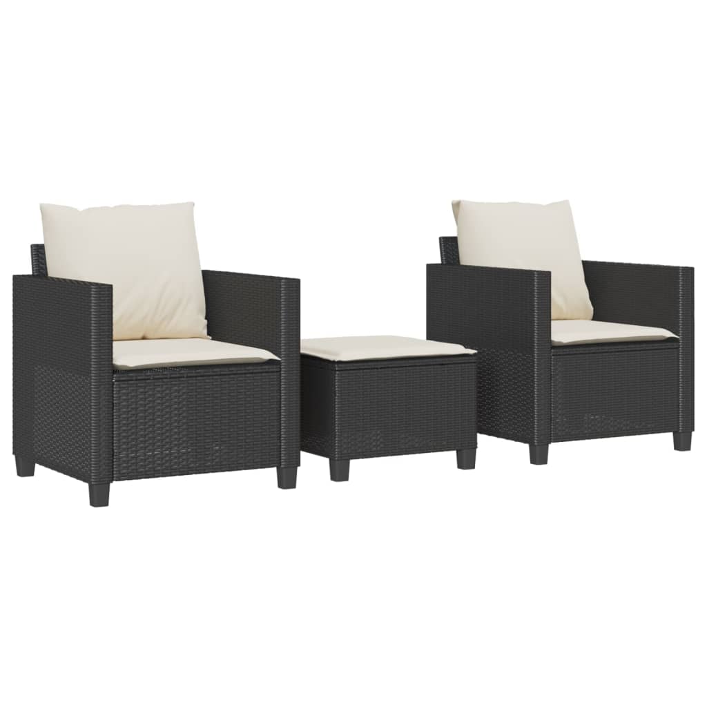 Set da Bistrò 3 pz con Cuscini Nero in Polyrattan | homemem39