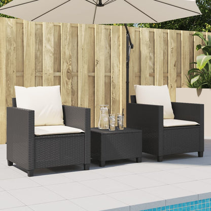 Set da Bistrò 3 pz con Cuscini Nero in Polyrattan | homemem39