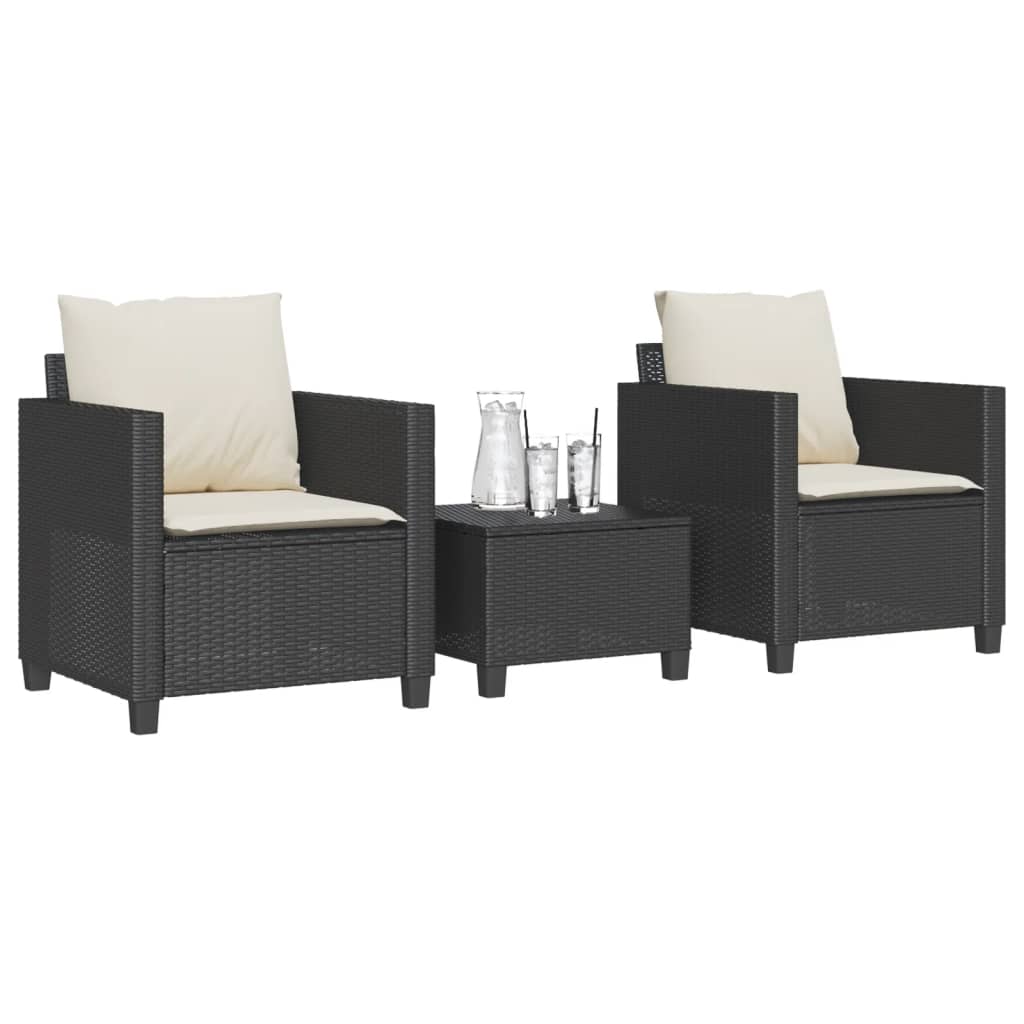 Set da Bistrò 3 pz con Cuscini Nero in Polyrattan | homemem39