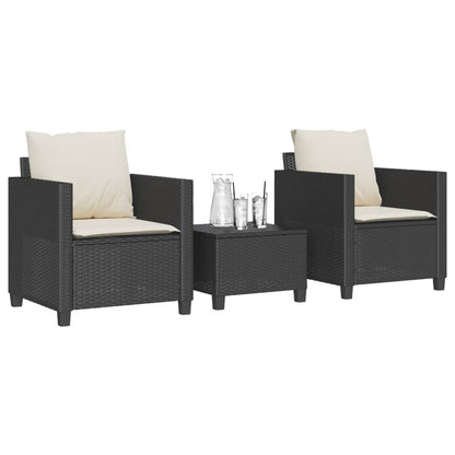 Set da Bistrò 3 pz con Cuscini Nero in Polyrattan | homemem39