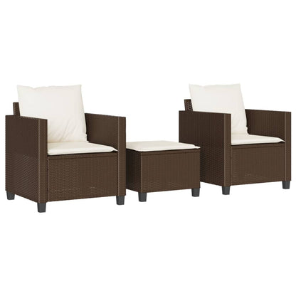 Set Bistrò 3 pz con Cuscini Marrone in Polyrattan | homemem39