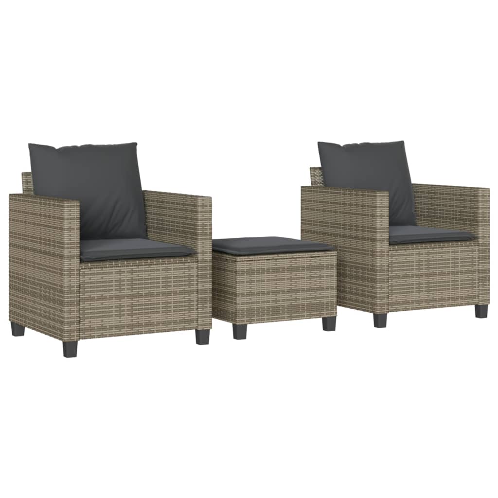 Set da Bistrò 3 pz con Cuscini Grigio in Polyrattan | homemem39