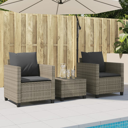 Set da Bistrò 3 pz con Cuscini Grigio in Polyrattan | homemem39