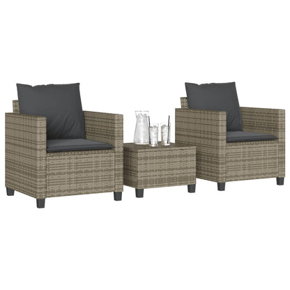 Set da Bistrò 3 pz con Cuscini Grigio in Polyrattan | homemem39