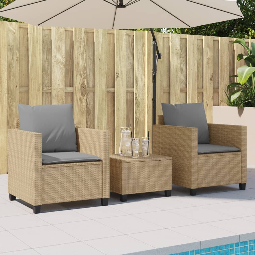 Set da Bistrò 3 pz con Cuscini Beige in Polyrattan | homemem39