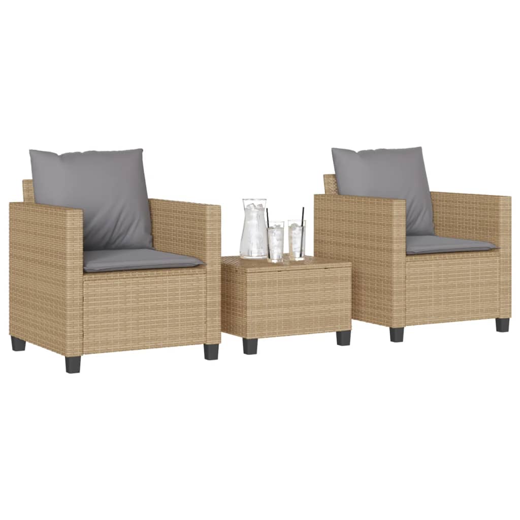 Set da Bistrò 3 pz con Cuscini Beige in Polyrattan | homemem39
