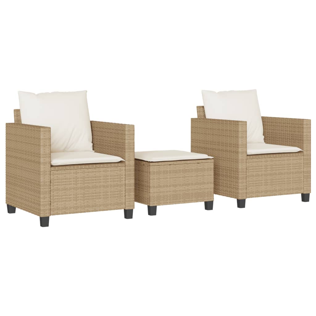 Set da Bistrò 3 pz con Cuscini Beige in Polyrattan - homemem39