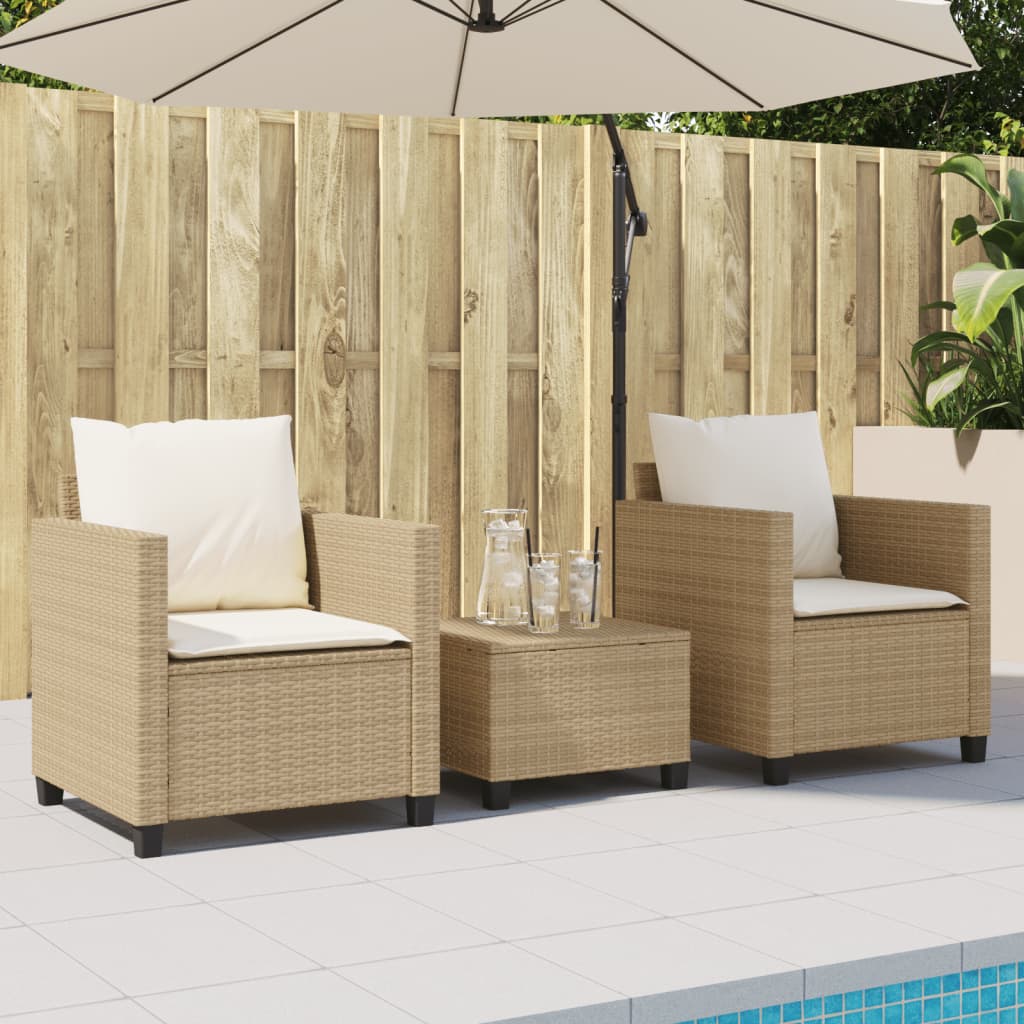 Set da Bistrò 3 pz con Cuscini Beige in Polyrattan - homemem39