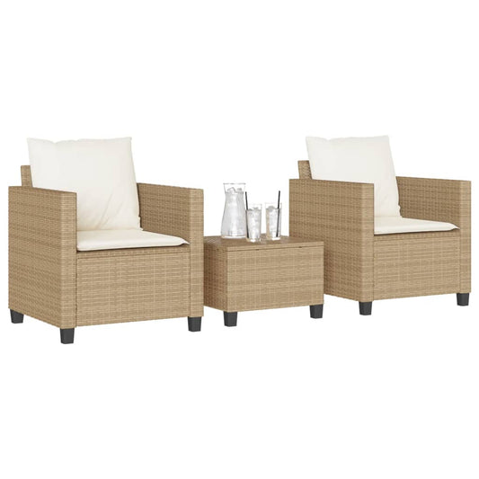 Set da Bistrò 3 pz con Cuscini Beige in Polyrattan - homemem39