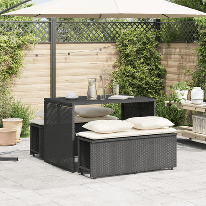 Set da Pranzo da Giardino 3 pz con Cuscini Nero in Polyrattan | homemem39