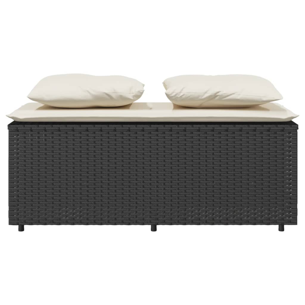 Set da Pranzo da Giardino 3 pz con Cuscini Nero in Polyrattan | homemem39