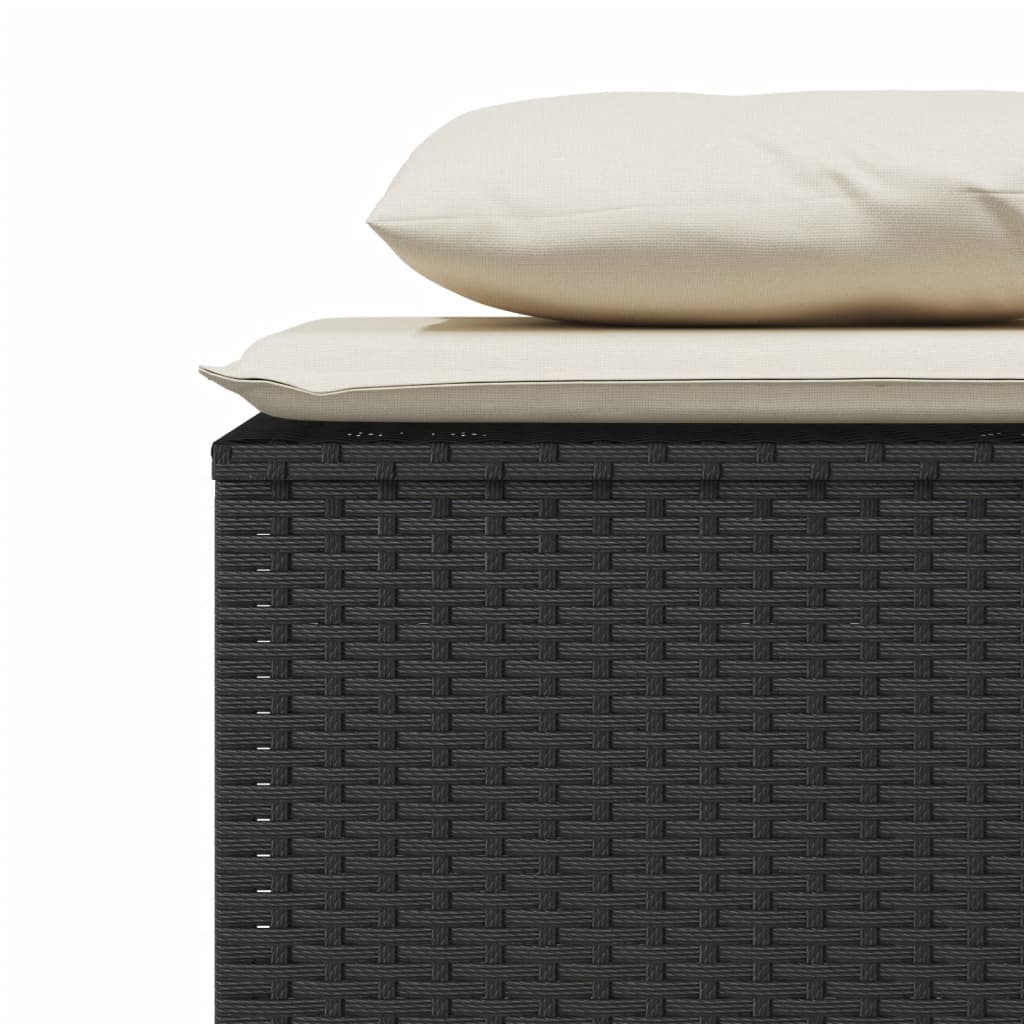 Set da Pranzo da Giardino 3 pz con Cuscini Nero in Polyrattan | homemem39