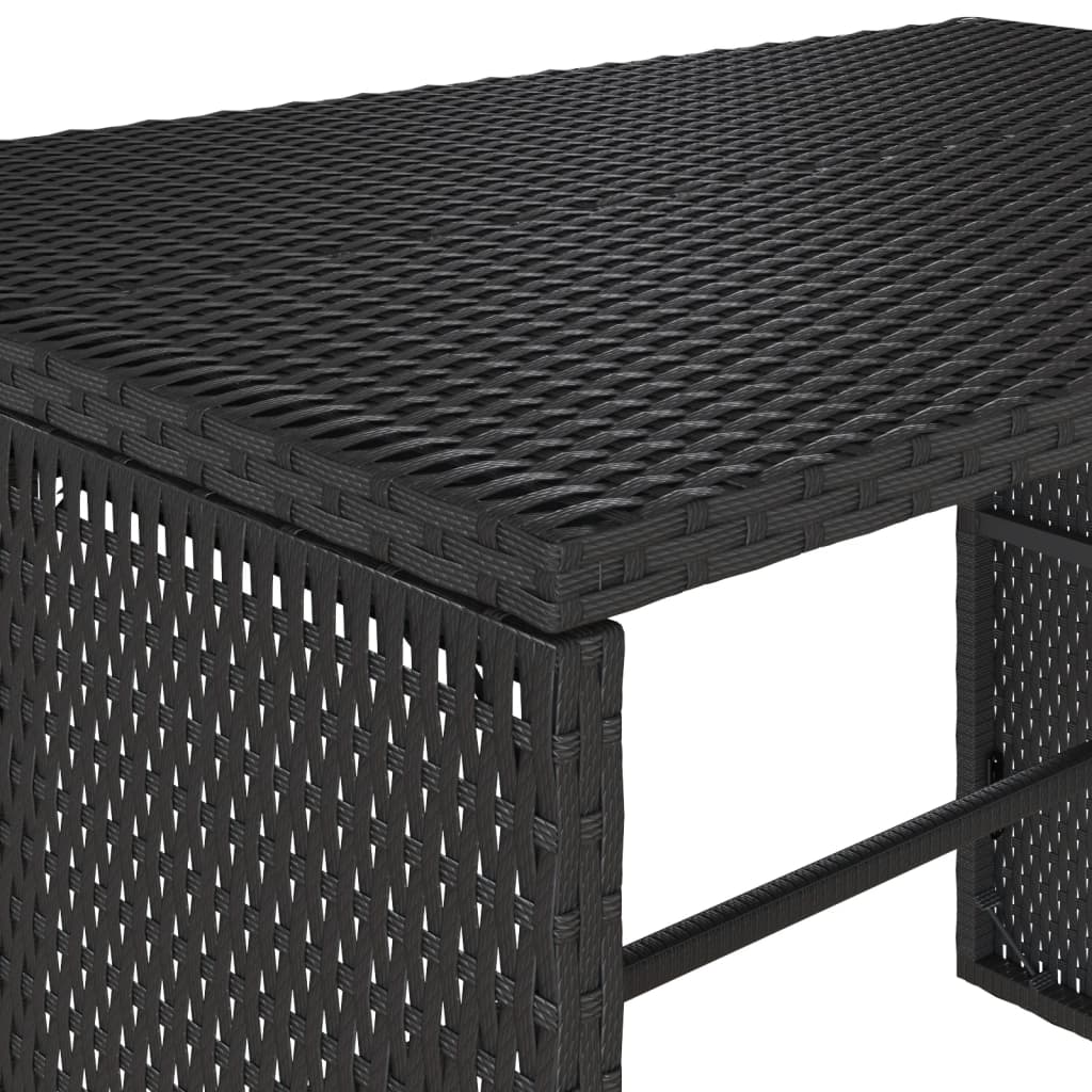 Set da Pranzo da Giardino 3 pz con Cuscini Nero in Polyrattan | homemem39
