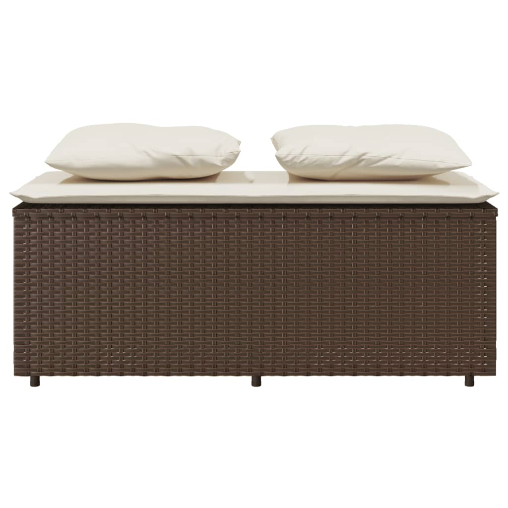 Set da Pranzo da Giardino 3pz con Cuscini in Polyrattan Marrone | homemem39