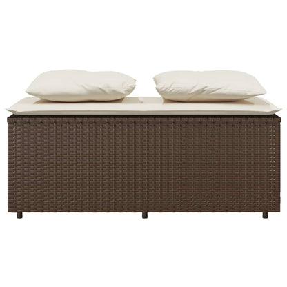 Set da Pranzo da Giardino 3pz con Cuscini in Polyrattan Marrone | homemem39