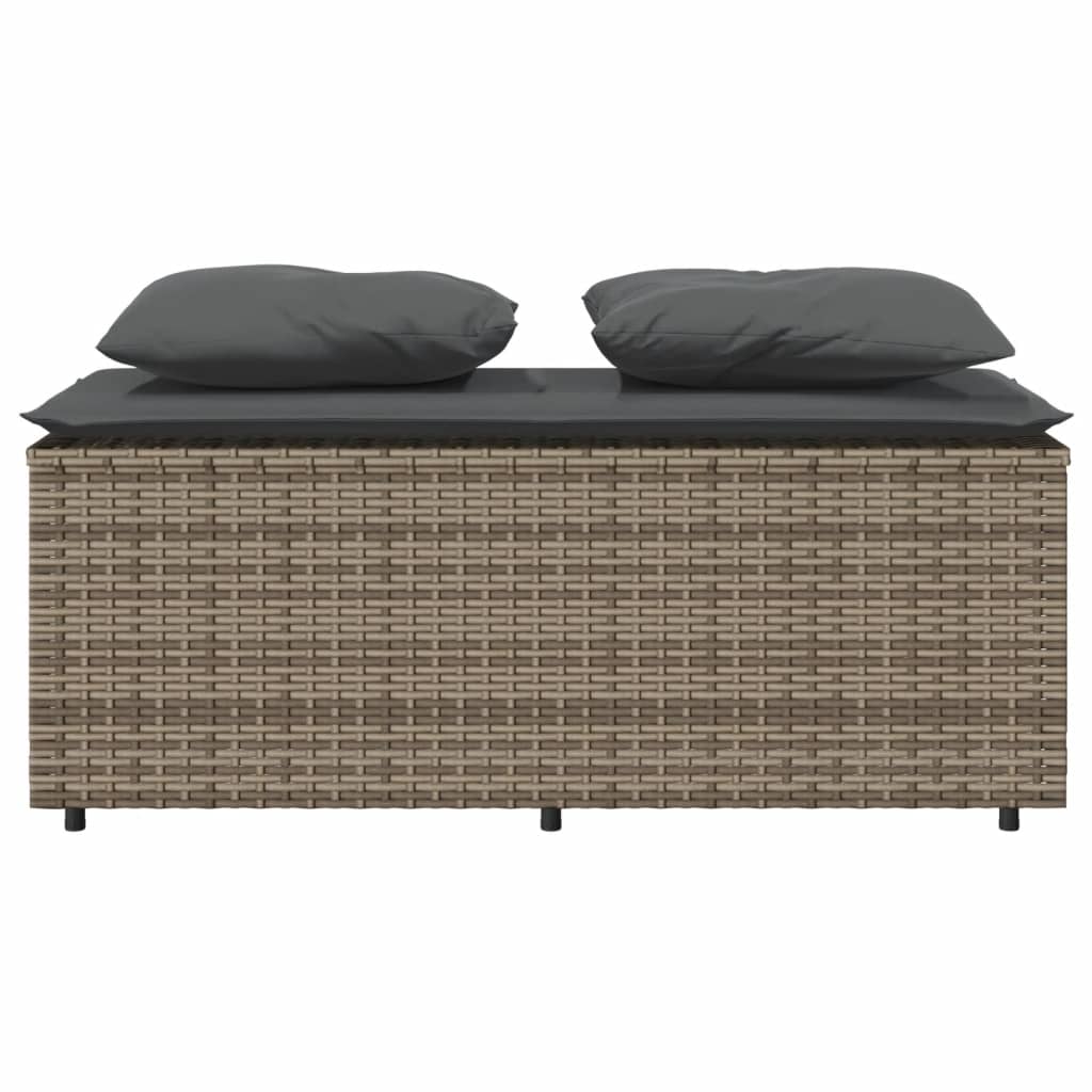 Set da Pranzo da Giardino 3 pz con Cuscini in Polyrattan Grigio