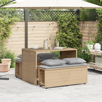 Set da Pranzo da Giardino 3 pz con Cuscini Beige in Polyrattan | homemem39