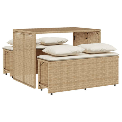 Set da Pranzo da Giardino 3 pz con Cuscini Beige in Polyrattan - homemem39